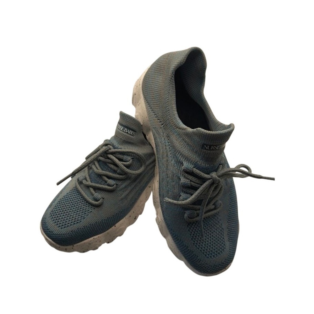 Nurse Mates NurseBabes‎ Shoes New Womens 6.5 Light Blue Knit Comfort Sneakers